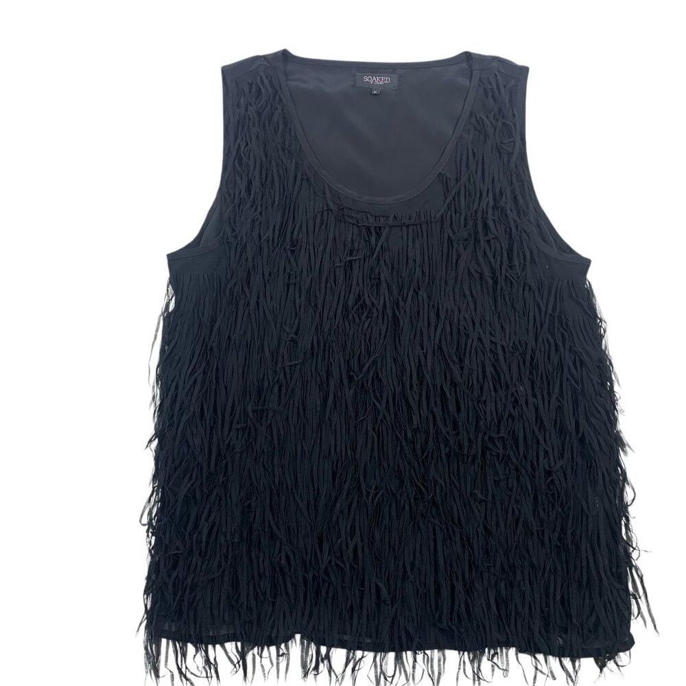 Soaked in Luxury Tank top with fringe black size medium